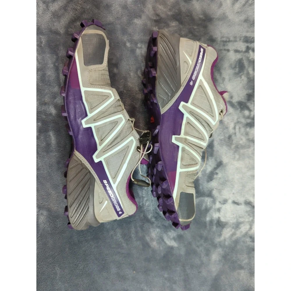 2016 Womens Salomon Speedcross 4 Sz 8.5 Shoes Quarry/Acai/Fair Aqua Trail/Hiking